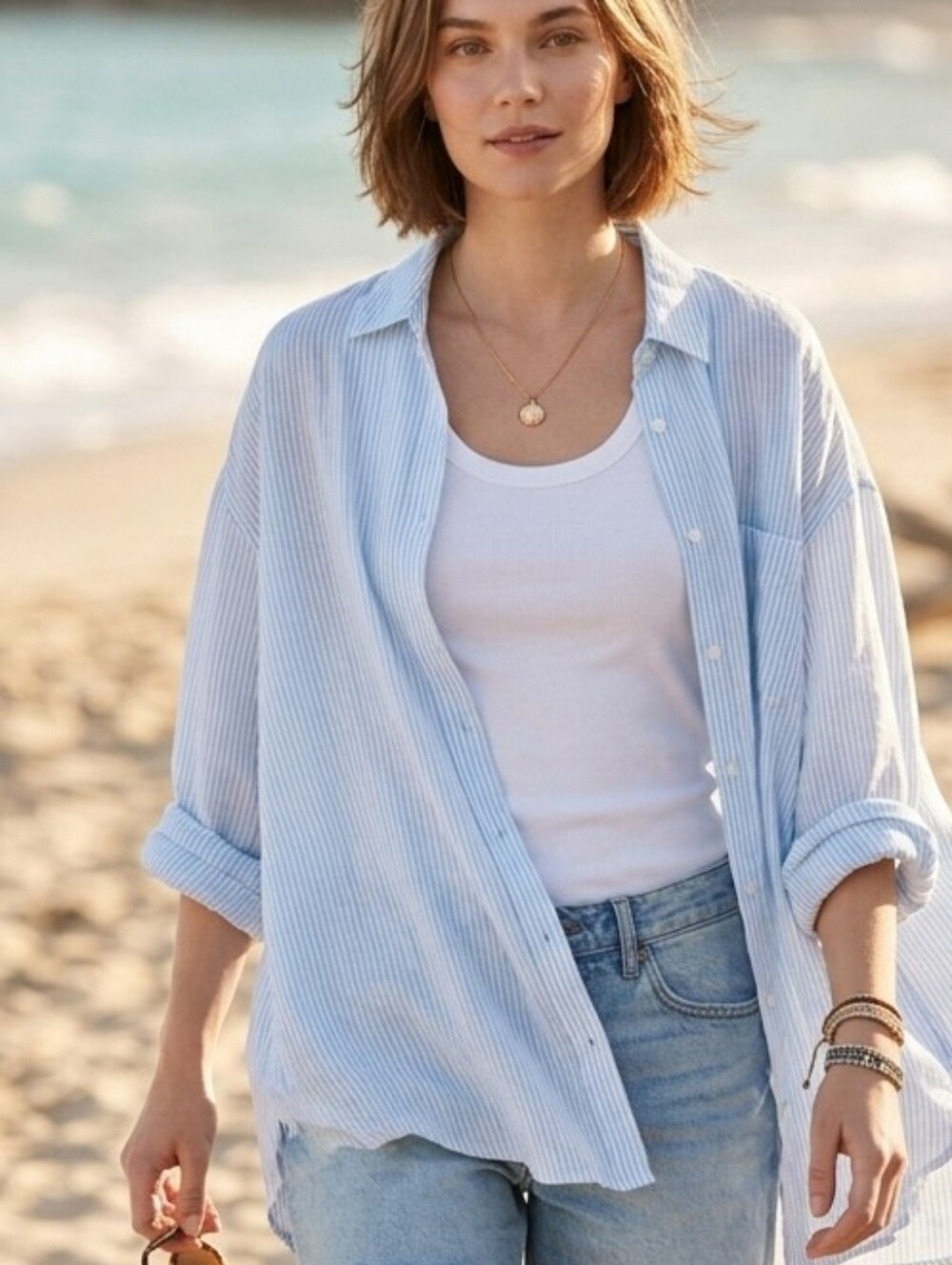 beachlunchlounge Light Blue Striped Button-Down Shirt